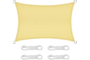 AFXXE - Vela de sombreado, 3 x 2 m, tela impermeable, toldo rectangular ofrece protección contra los rayos UV. Velas de sombra Para Patio Se Usan A menudo Para Jardines (Beige)