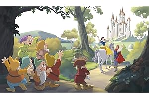 RoomMates JL1377M Disney Princess Snow White 'Happily Ever After' XL Chair Rail Prepasted Mural 6' X 10.5' -Ultra-Strippable, Multicolor, Set of 7 Pieces