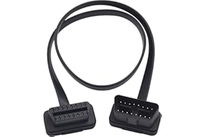 Duttek OBD2 Extension Cable 60cm, OBD2 16-pin Male and Female Flat Ribbon Cable. OBD Connector for Car Auto OBD2 Scanner Code and All OBD II Equipment