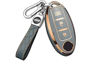 HIBEYO Smart Car Key Case Fits for Nissan Protective Case Key Cover TPU Silicone for Nissan Qashqai Juke X-Trail Micra Murano Infiniti Control Key Protection Case Keychain Key Chain-B Gray blue