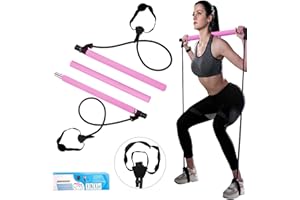 ABSUPER Pilates Bar Kit, Super Portable Yoga Exercise Pilate Stick Set with Resistance Band Foot Loop, Fitness equipment for Stretch Sculpt Twisting Sit-Up for Man Women Home Gym