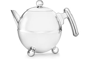 Bredemeijer Teiera Duet Bella Ronde 1.5L, decori cromati, Inossidabile 304, Grigio Acciaio