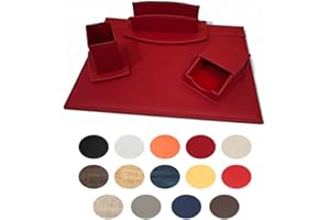 OGGETTANDO set scrivania ufficio in ecopelle con accessori composto da scrittoio apribile, portalettere, portapenne, portabigliettini (Bordeaux)