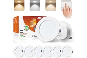 ALUSSO Spot LED Encastrable,Spot salle de bain IP44,Spot Led Extra Plat 25.5MM,4W 300Lumen spot led dimmable 3000K 4000K 6500K Blanc,Découper 75-90MM,Pour Cuisine Salon Couloir Lot de 6