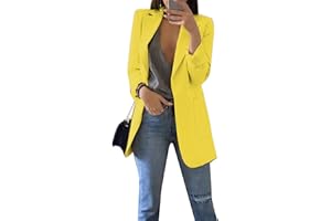 YMING Donna Giacca Blazer Allentato Plain Blazer Ufficio Lavoro Allentato Blazer Leggero