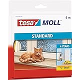 tesamoll Standard I-Profil, Guarnizione Adesiva in Schiuma per l'Isolamento Termico di Finestre e Porte, Bianco, 6 m x 9 mm x