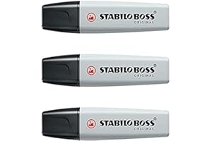 STABILO - Lote de 3 resaltadores BOSS Original Pastel Punta Bisel 2-5 mm Polvo de Gris