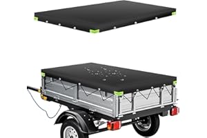 HSLXBY 209 x 115 x 10 cm Anhänger Plane, Anhängerplane Flachplane，Abdeckplane für Anhänger mit Planenseil, Anhängerplane 420D Material, Wasserdicht, Sonnenschutz, mit Reflektierenden Streifen