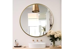 zenmag Round Mirror, 40x40 cm Metal Framed, Large Bathroom, Circle Hanging, Gold Wall for Living Room, Bedroom, Entryway Decor