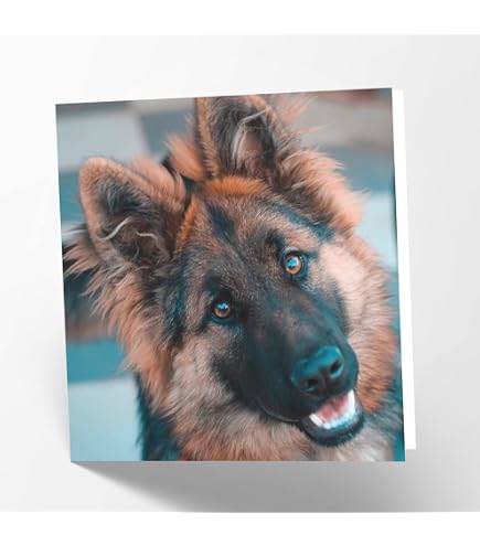 Artery8 Grußkarte Mit Deutscher Schäferhund Wasserfarbe-Motiv – Blanko Innen, 17.5x12.5 Cm, Für Hundeliebhaber