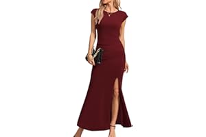 Missufe Damska sukienka wieczorowa, koktajlowa, balowa, sukienka maxi, długa, elegancka, na wesele, odświętna, z rozcięciem