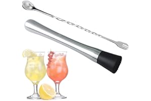 ASHUXXN Pilon à Cocktail Pratique en Acier Inoxydable Pilon Cocktail Mojito Pilon Mojito Popsicles de Bar Muddlers en Acier Inoxydable Outil de Barman pour Cuisine, Bar, Appuyez sur Le Jus de Citron 2 pièces