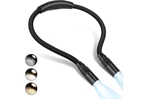 LUXJET® LED Lampada da Libro Ricaricabile Luce da Lettura, 4 LEDs 2 Livelli Luminosità, Braccio Flessibile (Temperatura dei tre colori3000K-6000K, Nero)