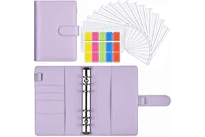 Raccoglitore di Bilancio A6, Surcotto Budget Binder Portafoglio, Money Binder con 12 Buste a Cerniera e Etichetta Adesiva, Budget Planner per risparmiare denaro -viola