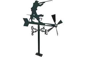 Arthifor -Veleta de Viento para Jardín con Silueta de Cazador,Negro Mate,48 x 25 66.5 cm (21265)