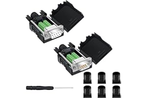 YIOVVOM DB9 Breakout Connector, DB9 Solderless RS232 D-SUB Male and Female Serial Adapter 9 Pin Connector White Adapter to Terminal Male Signal Module with Housing (Pack of 2)