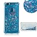 Produktbild Für Huawei P10 Lite Treibsand Handyhülle, Aearl Luft Kissen Design Silikon TPU Weich Stoßfest Bumper Schutzhülle Glitzer Durchsichtig Süße Flüssig Bewegende Quicksand Hülle mit Displayschutzfolie für Huawei P10 Lite - Blaues Herz