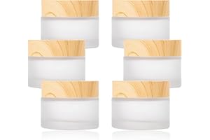 YAXIDAEVER 6Pcs Vide Cosmétique de Voyage en Verre,Blanc Pot Cosmétique Pots Creme Vide en Verre， Verre Dépoli pour Conserver Les Crèmes ou Les Masques Maison(30ml)