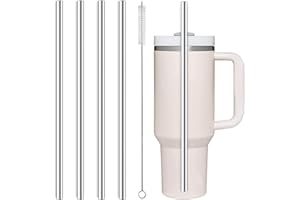 YANSYUN 4 Pezzi 31cm Cannucce Riutilizzabili in Acciaio iInox con 1 Spazzole, Cannucce Acciaio per Succhi e Bevande