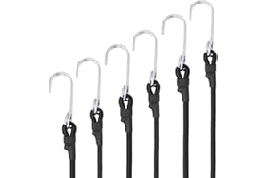 LTSTORE Tendeurs Elastique avec Crochets,Pack de 6 Tendeur Elastique Sandow Elastique 100CM Corde Elastique 8mm Tendeur pour Velo Bache Piscine Tente Camping Noir.