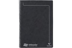 Clairefontaine 4862Z Zeszyt na spirali Notemakers Europa Czarny A4 21x29,7 cm – 120 odrywanych stron w linie – Biały papier 90 g – Lakierowana okładka kartonowa
