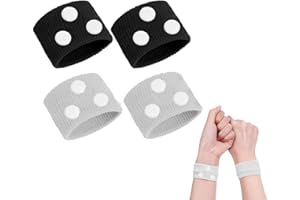 JKDHJK 2 Paia Anti Nausea Digitopressione, Braccialetti Antinausea per Adulti e Bambini in Gravidanza, in Viaggio con Nausea, Mal d'Auto, Mal di Mare e Mal d'Aria（Grigio e nero）