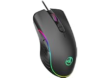 TKOOFN RGB Gaming Mouse, 4 DPI (1000/1600/3200/6400) Optical LED Mouse Wired with 7 Buttons RGB Marquee LED, Ideal for Laptop