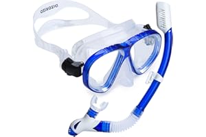 Dizokizo Snorkel Set Adults Snorkel Mask 180 Panoramic View Anti-Fog Anti-Leak Adjustable Straps Easy Breathing Diving Mask for Scuba Swimming Diving