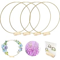 Cerchi In Metallo Per Decorazioni - 3 Pezzi, Oro, Con Base Legno, Per Ghirlande - Foto 6