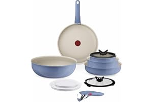 Tefal Ingenio Serenity, Batterie de cuisine 11pièces, Revêtement antiadhésif, Induction, Empilable, L829SB04