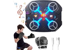 FOUVIN Music Boxing Machine with Boxing Gloves, LED Music Boxing Machine with 3 Speed Modes, Bluetooth Intelligente Elettronica Boxing Machine, Wall Mounted Music Boxing Training for Adult Kids Exercise