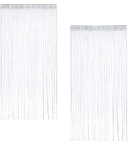 2 Stuks Draadgordijn, 100 X 200 cm Glanzend Kwastje Gordijnpaneel, Beige Geel Vliegengordijn, Kamerverdeler voor Deur en Raam, Geschikt voor Bruiloften, Cafés, Restaurants, Deuren en Ramen