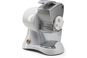 Ariete 448 Gratì Professional - Râpe électrique avec rouleau professionnel, Récipient amovible avec bouchon fraîcheur, 130W, Blanc / Argent