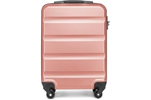 KONO Handgepäck Koffer Klein Reisekoffer Leicht Hartschale Rollkoffer mit TSA Schloss und 4 Rollen, Koffer M Grösse 55x38x20cm, 33Liter (Kabinentrolley Handgepäck, Rosa)