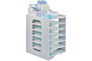 TSDRBWO 7 Niveles a4 Organizador Escritorio Papeles, Bandejas Oficina Apilables en Malla Metalicas con Portalapices Escritorio, Organizador de Archivos, Bandeja Escritorio Organizadors para Oficina Hogar