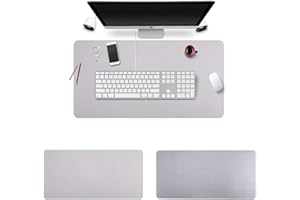 BUBM Wodoodporna podkładka pod mysz ze skóry PU, idealna mata na biurko do biura i domu, ultracienka, 2 mm - 80 x 40 cm (szara)