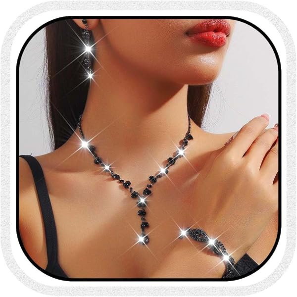 Parure Bijoux Mariée 4 Pièces En Strass Argenté - Collier, Boucles D'oreilles, Bracelet, Forme Larme - 4