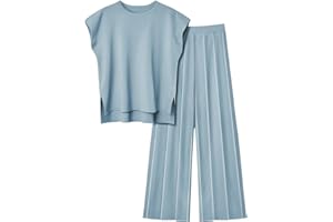 RESIN90S Hosenanzug Damen Zweiteiler Damen 2 Piece Loungewear Set Freizeit Strickpullover Tops Hohe Taille Elastische Taille Hosen Sets Elegant Sleepwear Outfit Elegant Freizeitanzug Hausanzug Outfits