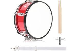 LALAHO 12 x 5.5 inches Snare Drum, Marching Snare Drum Kit for Students, Beginners & Band, Comes with a Pair of Drumsticks, Key and Adjustable Strap (Red)