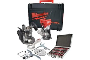 GENERIC Milwaukee M18FTR-0 18V Brushless Trim Router with 1/4" 35 Piece Cutter Set - Powerful and Versatile Router for Precise Cutting, 18v Milwaukee Router Kit, Power Tool Combo Kit, Brushless Motor