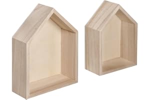 RAYHER HOBBY RAYHER HOBBY Rayher 62696000 Holz Rahmen-Häuser, 2 Stück, FSC Mix Credit, 14 x 10 x 4 cm und 12,5 x 8,5 x 4 cm, zum DIY Gestalten, Beige