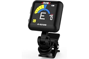 AUPHY Afinador de guitarra recargable, afinador cromático, pantalla HD en color, clip giratorio de 360 grados para guitarra, violín, ukelele, mandolina, bajo, etc,AROMA