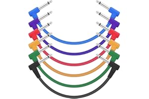 MIMIDI Guitar Effect Pedal Cables 6 Inch -1/4 Instrument Cables for Effect Pedals Right Angle Pedal Board Cables (6-Pack Colored 15CM)