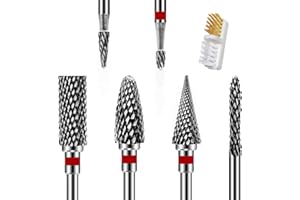 ANRUI 6 Stk Nagelfräser Aufsätze, 2.35 mm Universal-Schaftgröße Wolframkarbid Bits für Nagelfräser, Fräser Aufsätze Schleifköpfe für Acrylnägel Gelnägel Nagelhaut, Maniküre Pediküre Werkzeuge