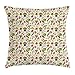 Produktbild VYPHN Mushroom Throw Pillow Cushion Cover, Forest Life Themed Pattern with Ladybird Snail Flower and Leaf Childish Characters, Decorative Square Accent Pillow Case, 18 X 18 inches, Multicolor