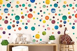 WALPLUS Colourful Watercolour Dots Wall Stickers for Kids Rooms - Nursery, Bedroom, Playroom Decor