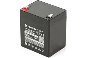 VELAMP Batterie au Plomb Rechargeable, accumulateur au Plomb avec connexions Faston, 12 V 5 Ah. pour onduleurs, systèmes d'alarme, Loisirs...