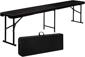 AMANKA - Banco de jardín Plegable (Impermeable, 184 x 30 x 43 cm, Aspecto de ratán)