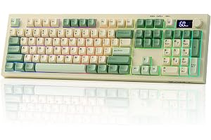 EPOMAKER Aula S102 PRO membran speltangentbord med TFT-skärm, mediaknapp och nummerblock, BT/2, /USB, RGB, creamy silikonstr