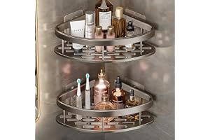 Hallstatt Pack of 2, Self Adhesive Bathroom Corner Shelf for Wall Shelf Organizer Wall Mounted Aluminum Bathroom Shelves Rack Holder Stand for Bathroom (Black, Pack of 2)